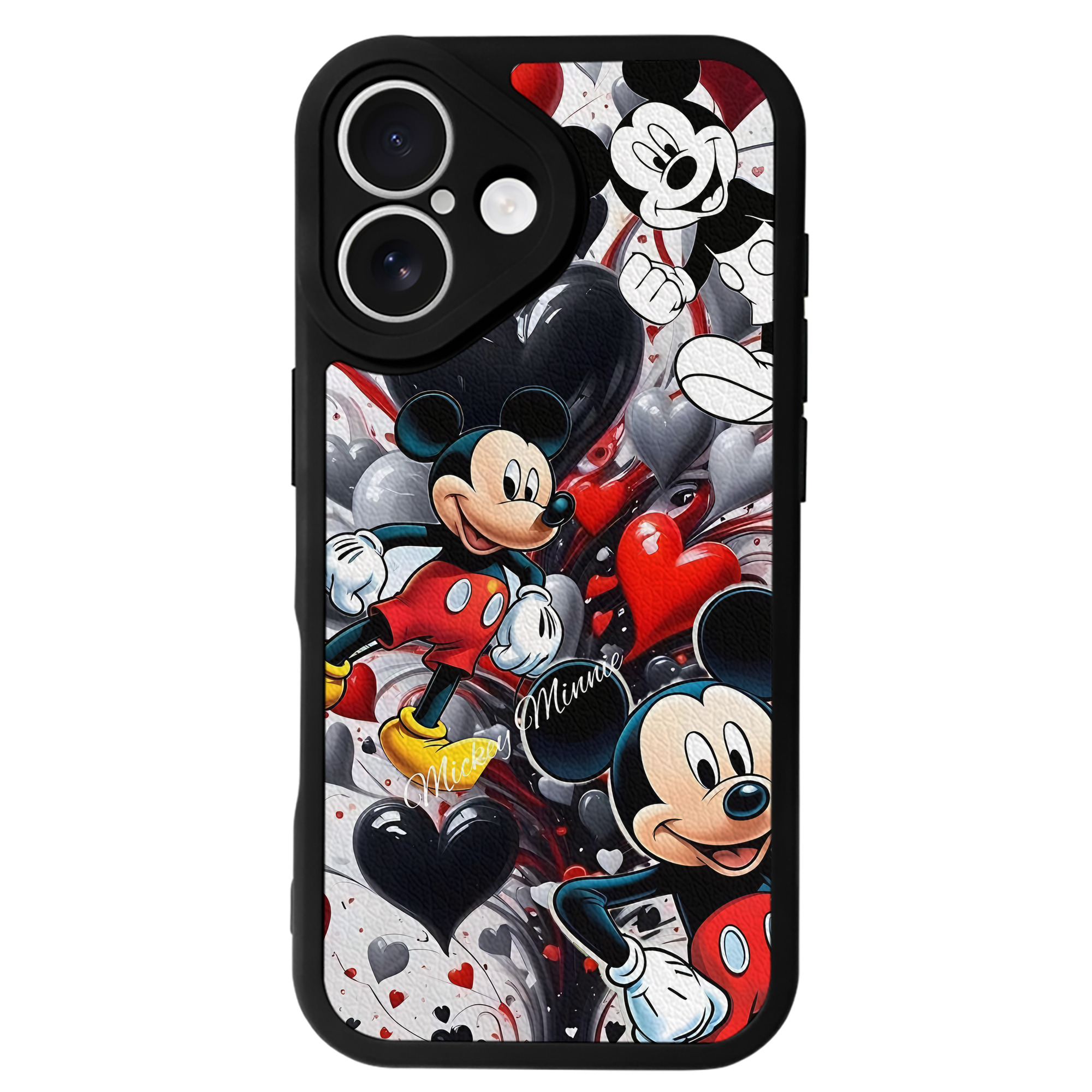（画像用） ミッキーマウス Mickey Mouse 【iPhone 16シリーズ対応】シリコンスマホケース（レザー調） 材質：シリコン